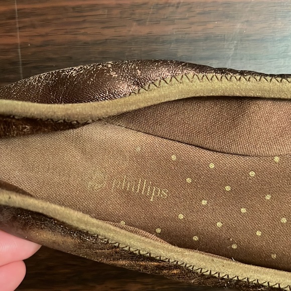 Phillip Liz Leather Bronze Colored Flats Size 8.5 - Picture 5 of 10